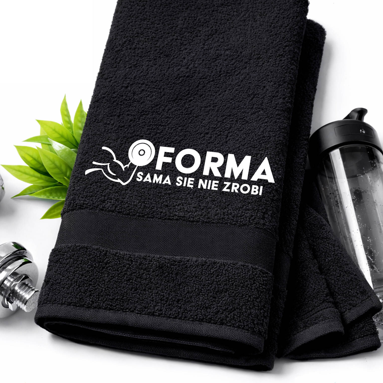 FORMA SAMA SIĘ NIE ZROBI ręcznik kolor czarny