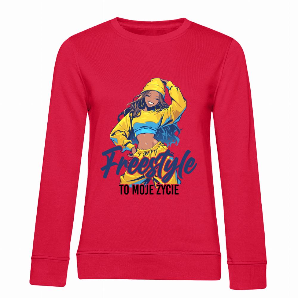Freestyle to moje życie bluza damska bez kaptura kolor czerwony