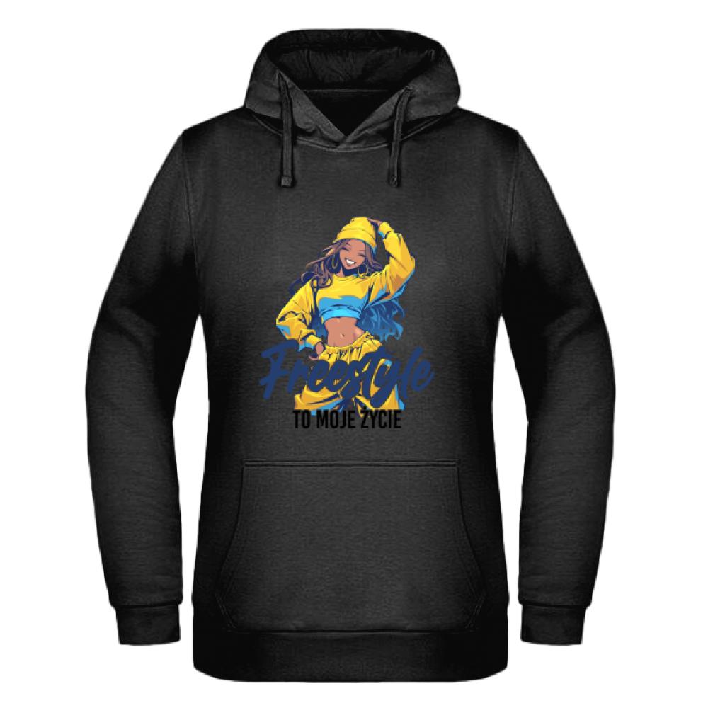 Freestyle to moje życie bluza damska z kapturem kolor zielony