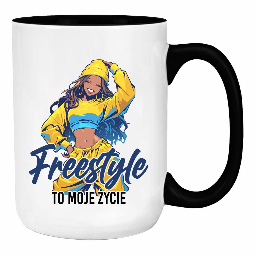 Freestyle to moje życie duży kubek ucho kolor kolor biały