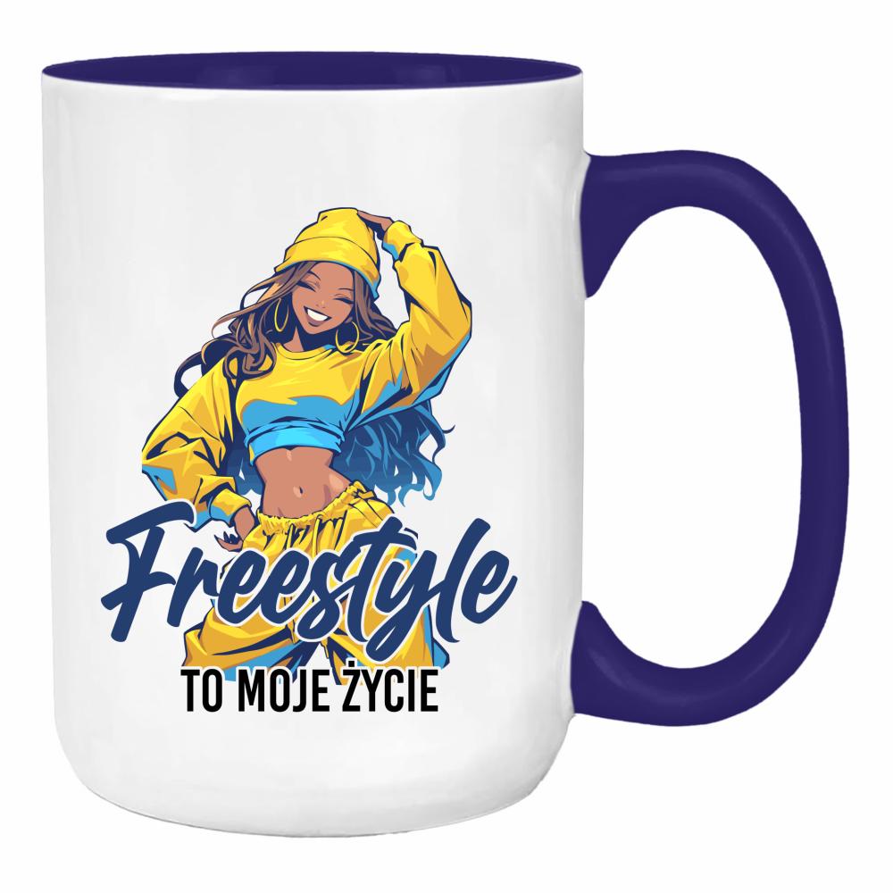 Freestyle to moje życie duży kubek ucho kolor kolor navy