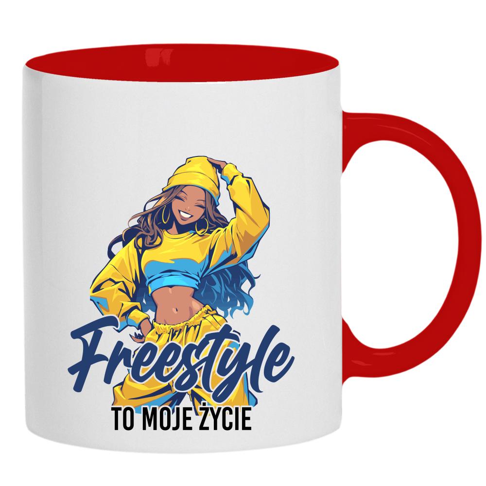 Freestyle to moje życie kubek ucho kolor kolor czarny