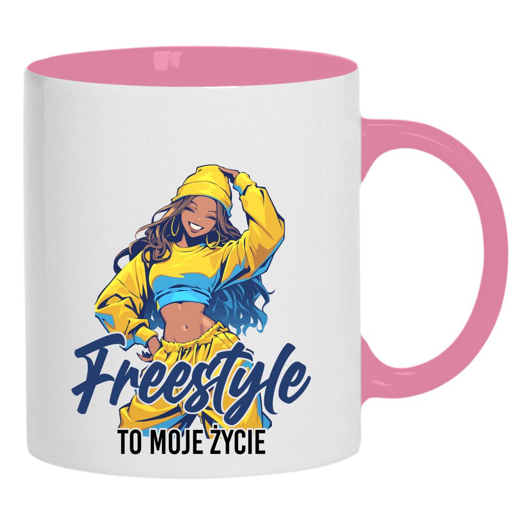 Freestyle to moje życie kubek ucho kolor kolor różowy