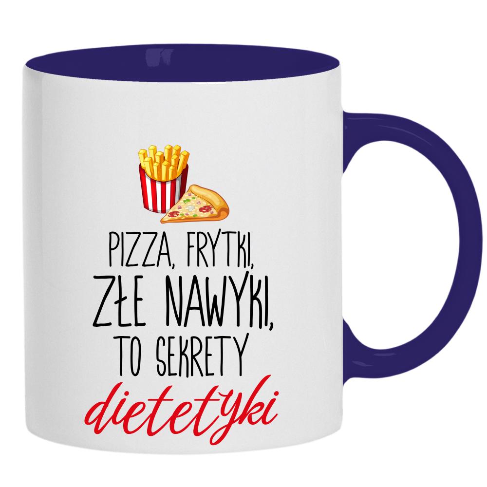 Frytki, pizza i odrobina humoru kubek ucho kolor kolor navy