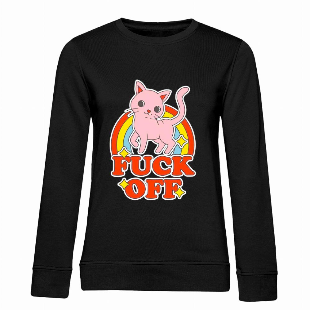 Fuck Off Cat bluza damska bez kaptura kolor vanilla milkshake