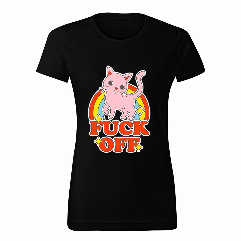 Fuck Off Cat koszulka damska kolor vanilla milkshake