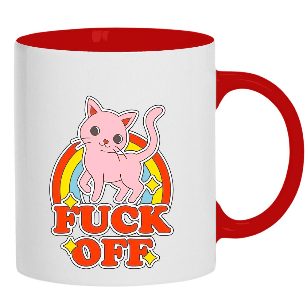 Fuck Off Cat kubek ucho kolor kolor vanilla milkshake