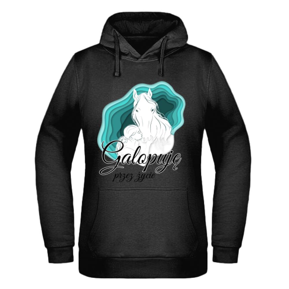 Galopuję przez życie 2 bluza damska z kapturem kolor czerwony