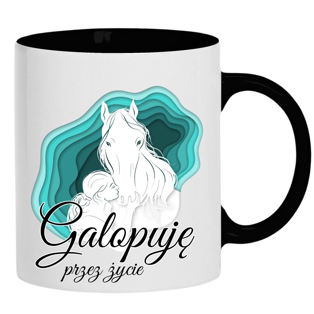 Galopuję przez życie 2 kubek ucho kolor kolor czarnyy