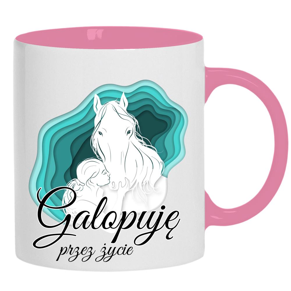 Galopuję przez życie 2 kubek ucho kolor kolor różowy