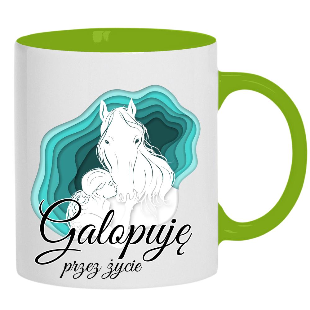Galopuję przez życie 2 kubek ucho kolor kolor zielony