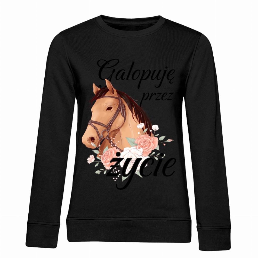 Galopuje przez życie bluza damska bez kaptura kolor navy