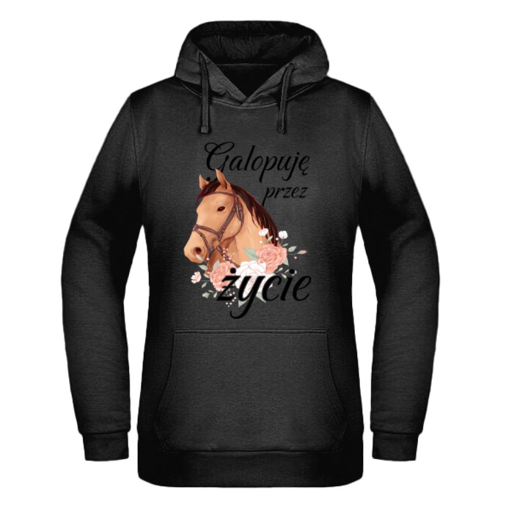 Galopuje przez życie bluza damska z kapturem kolor różowy