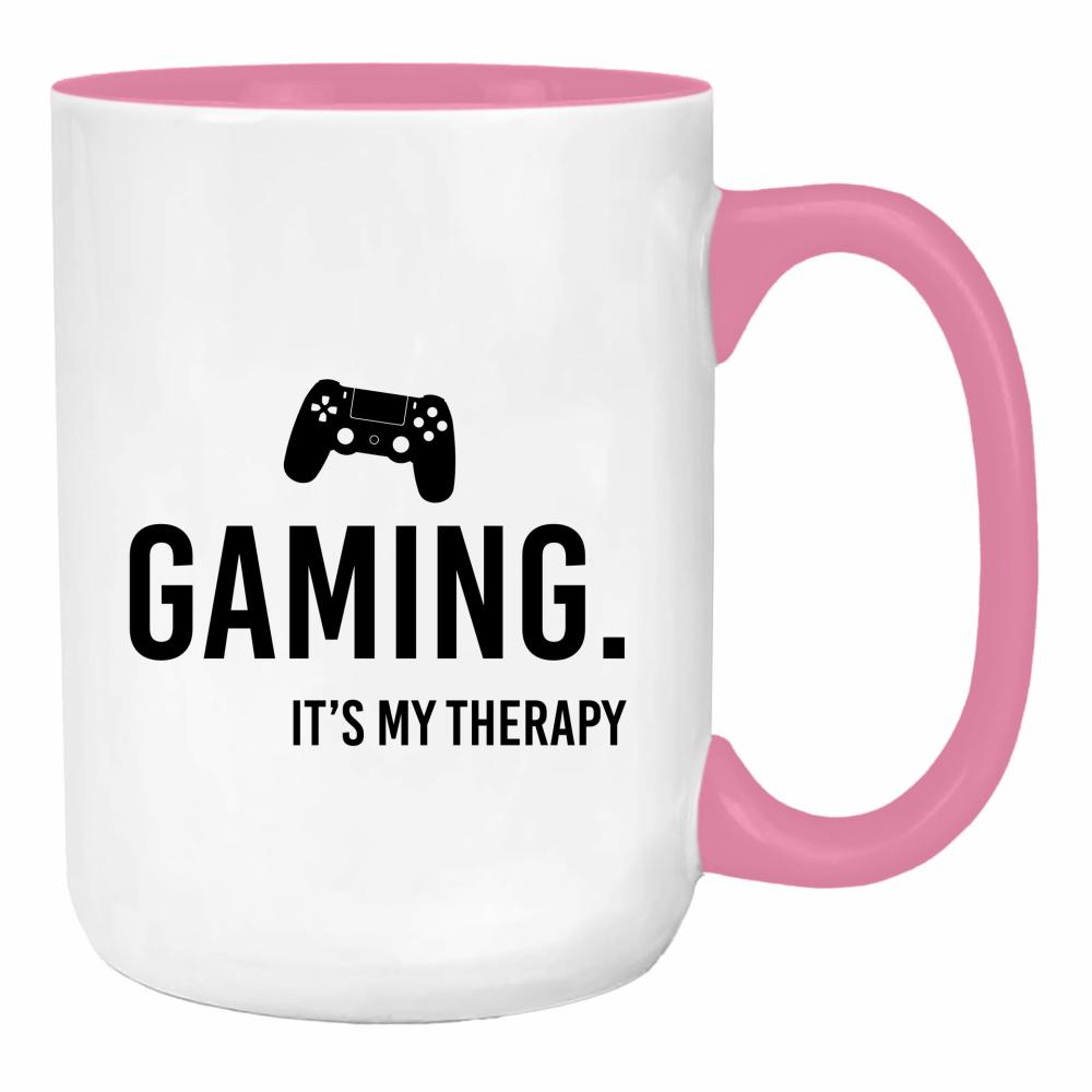Gaming it’s my therapy duży kubek ucho kolor kolor różowy