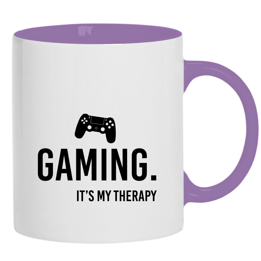 Gaming it’s my therapy kubek ucho kolor kolor jasnofioletowy