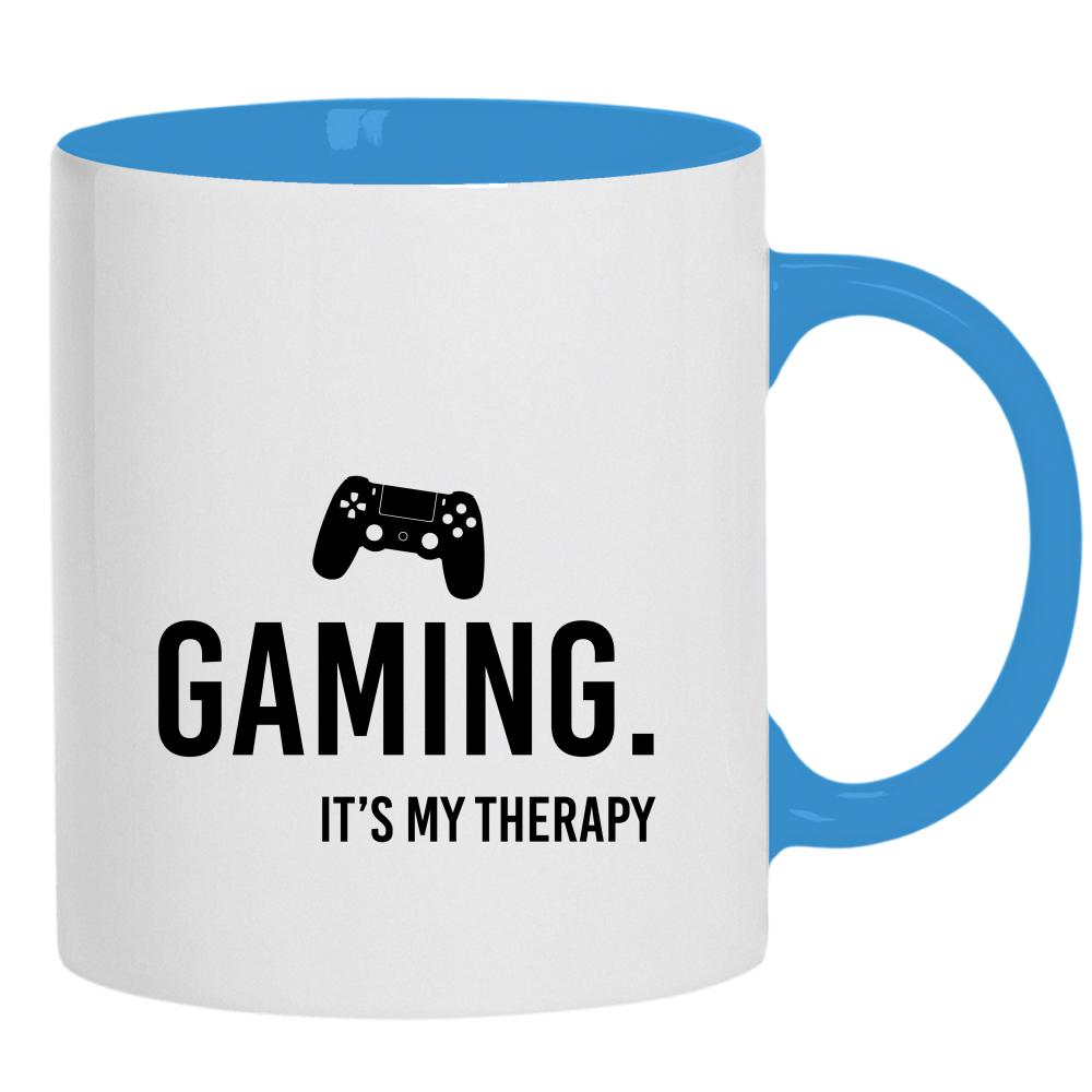 Gaming it’s my therapy kubek ucho kolor kolor jasnoniebieski