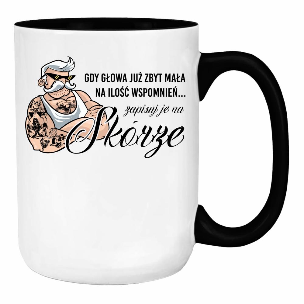 Gdy głowa już zbyt mała na ilość wspomnień duży kubek ucho kolor kolor biały