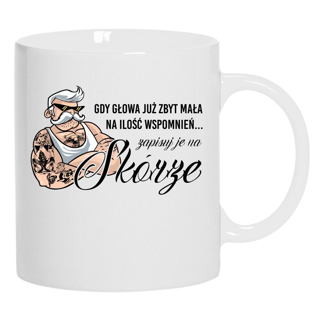 Gdy głowa już zbyt mała na ilość wspomnień kubek ucho kolor kolor biały