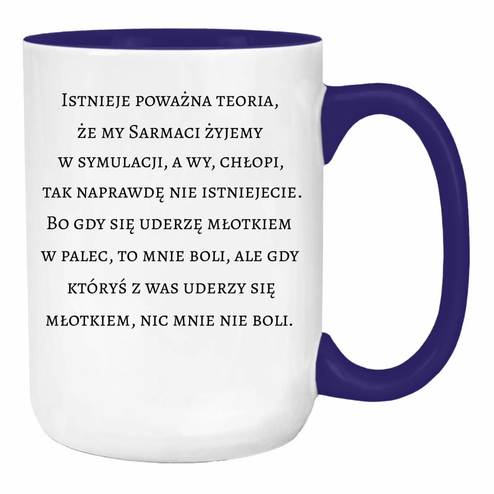 Gdy uderzę się młotkiem w palec, to mnie boli duży kubek ucho kolor kolor navy