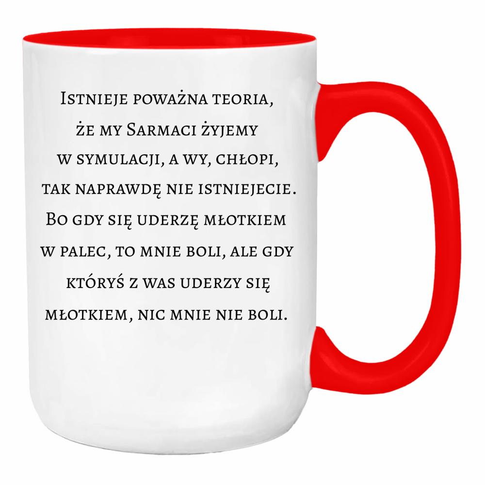 Gdy uderzę się młotkiem w palec, to mnie boli duży kubek ucho kolor kolor red