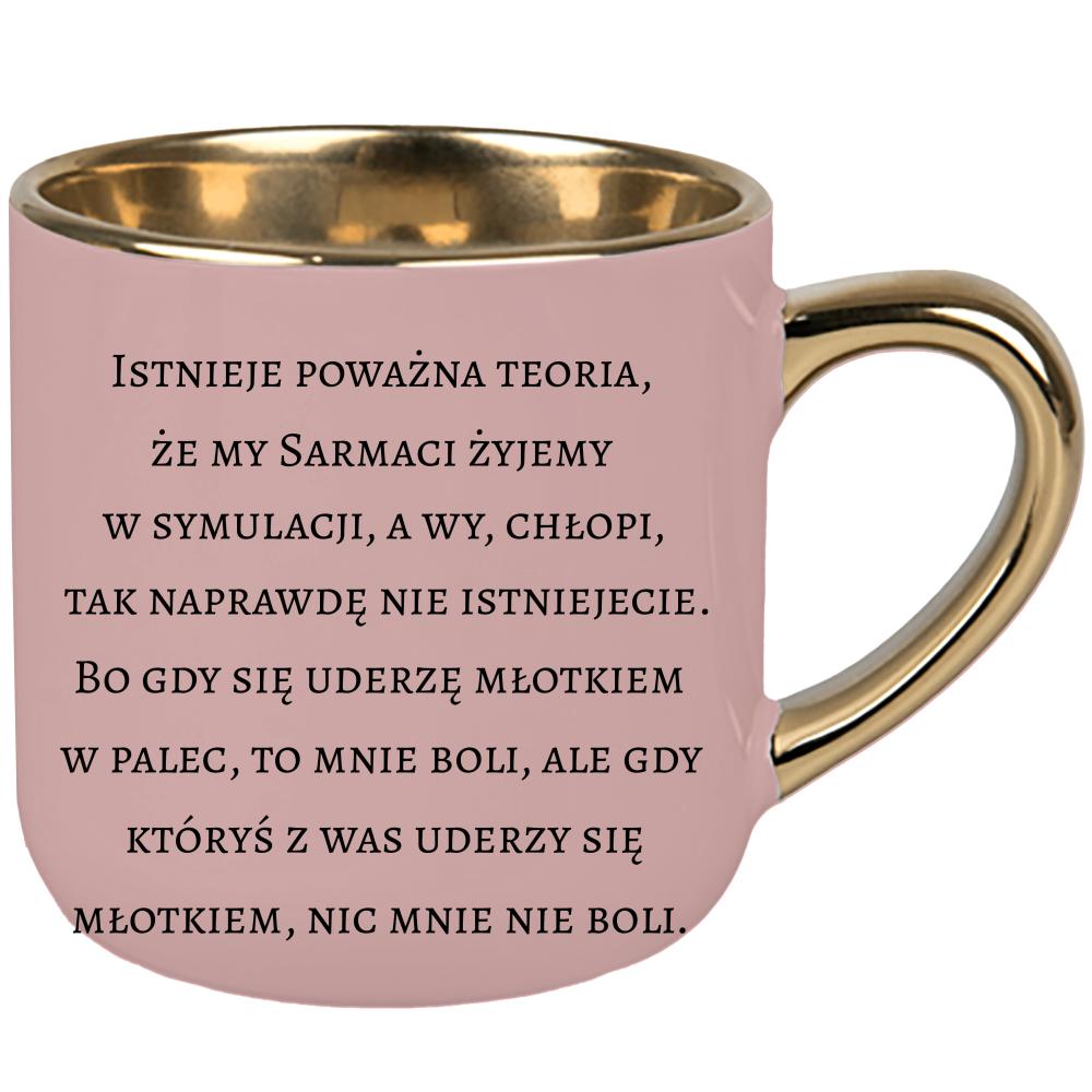 Gdy uderzę się młotkiem w palec, to mnie boli kubek elegant duży kolor różowawo-szary