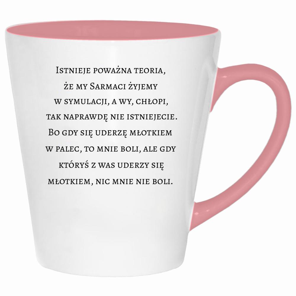 Gdy uderzę się młotkiem w palec, to mnie boli kubek latte kolor pink