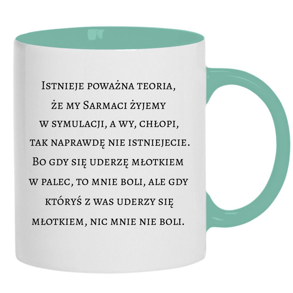 Gdy uderzę się młotkiem w palec, to mnie boli kubek ucho kolor kolor miętowo zielony