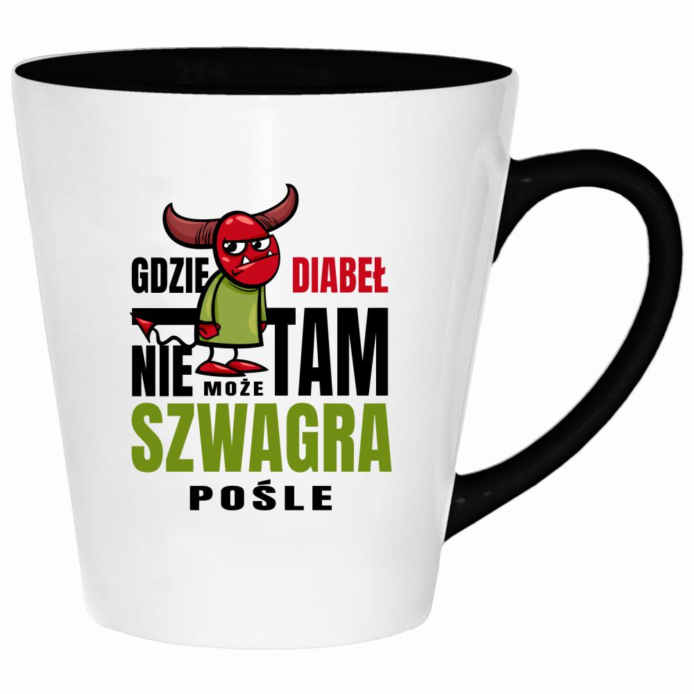 Gdzie diabeł nie może, tam szwagra pośle kubek latte kolor żółty
