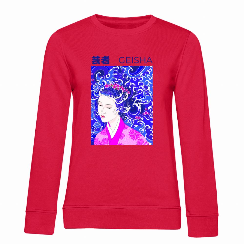 Geisha bluza damska bez kaptura kolor czerwony