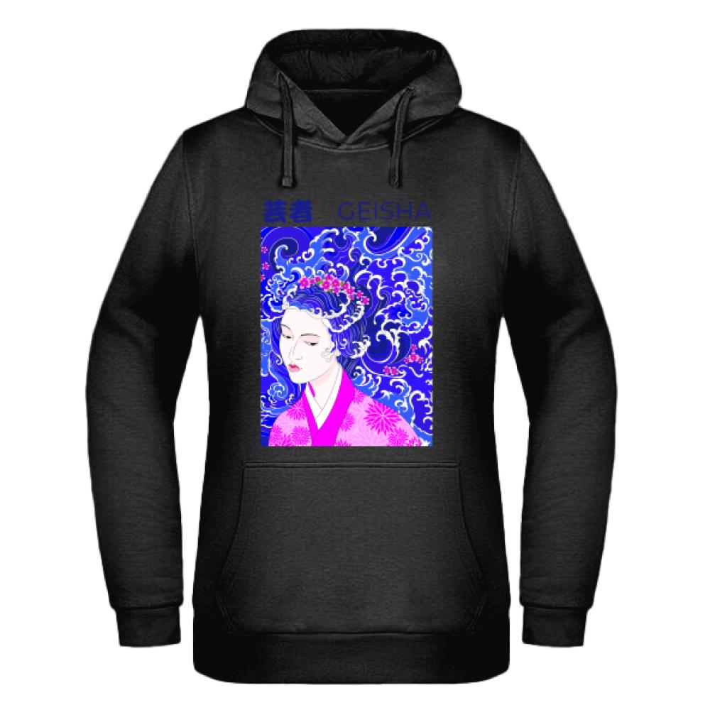 Geisha bluza damska z kapturem kolor navy