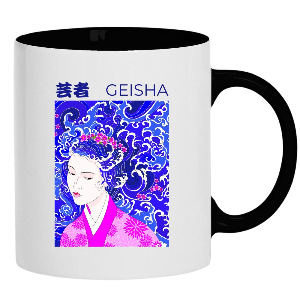 Geisha kubek ucho kolor kolor czarnyy