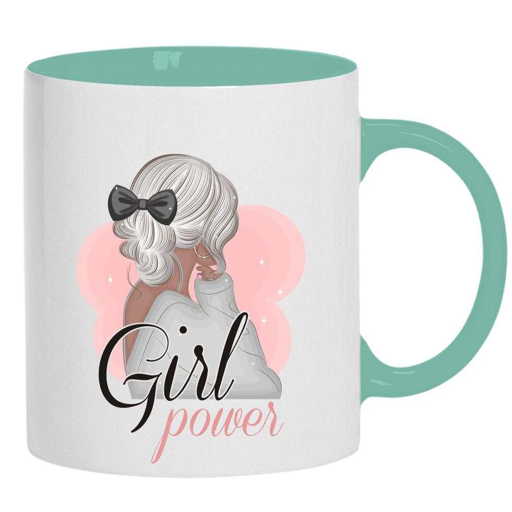 Girl Power 2 kubek ucho kolor kolor miętowo zielony