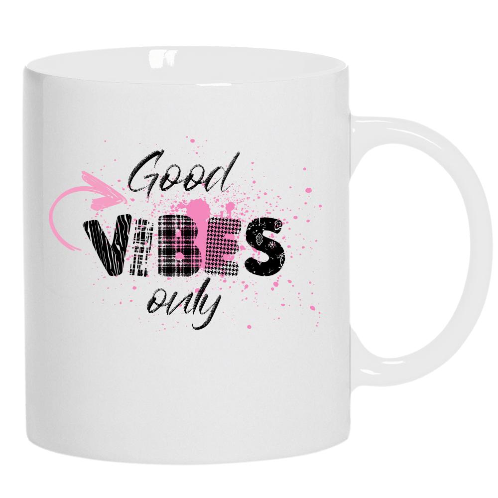 GOOD VIBES ONLY 2 kubek ucho kolor kolor biały