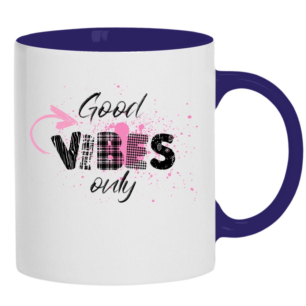 GOOD VIBES ONLY 2 kubek ucho kolor kolor navy