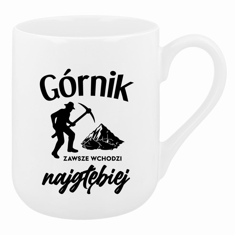 Górnik zawsze wchodzi najgłębiej 2 kubek coffee kolor biały