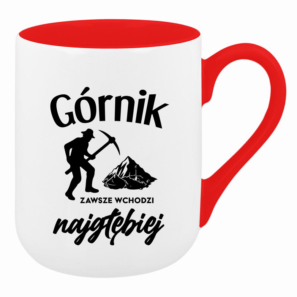 Górnik zawsze wchodzi najgłębiej 2 kubek coffee kolor czerwony latte