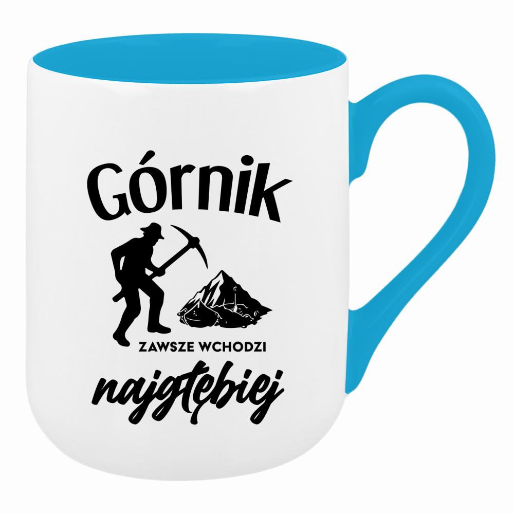 Górnik zawsze wchodzi najgłębiej 2 kubek coffee kolor turkusowy