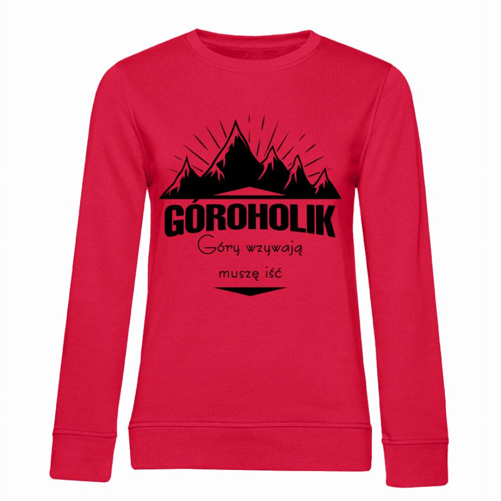 Góroholik – Góry wzywają, muszę iść bluza damska bez kaptura kolor czerwony