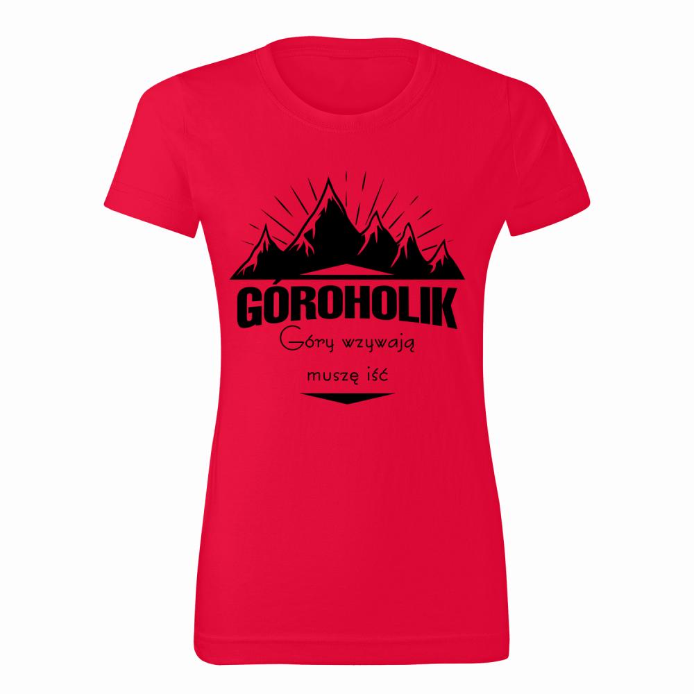 Góroholik – Góry wzywają, muszę iść koszulka damska kolor czerwony