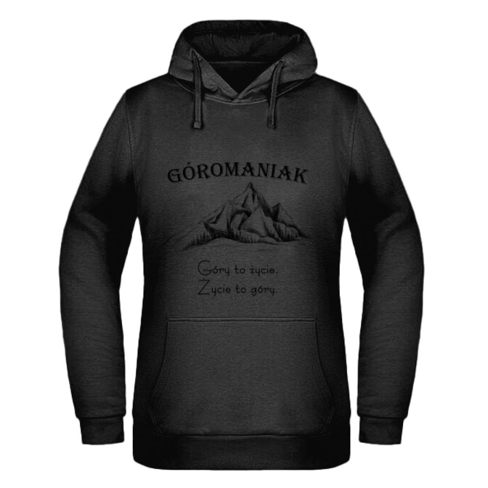 Góromaniak – Góry to życie, życie to góry bluza damska z kapturem kolor navy
