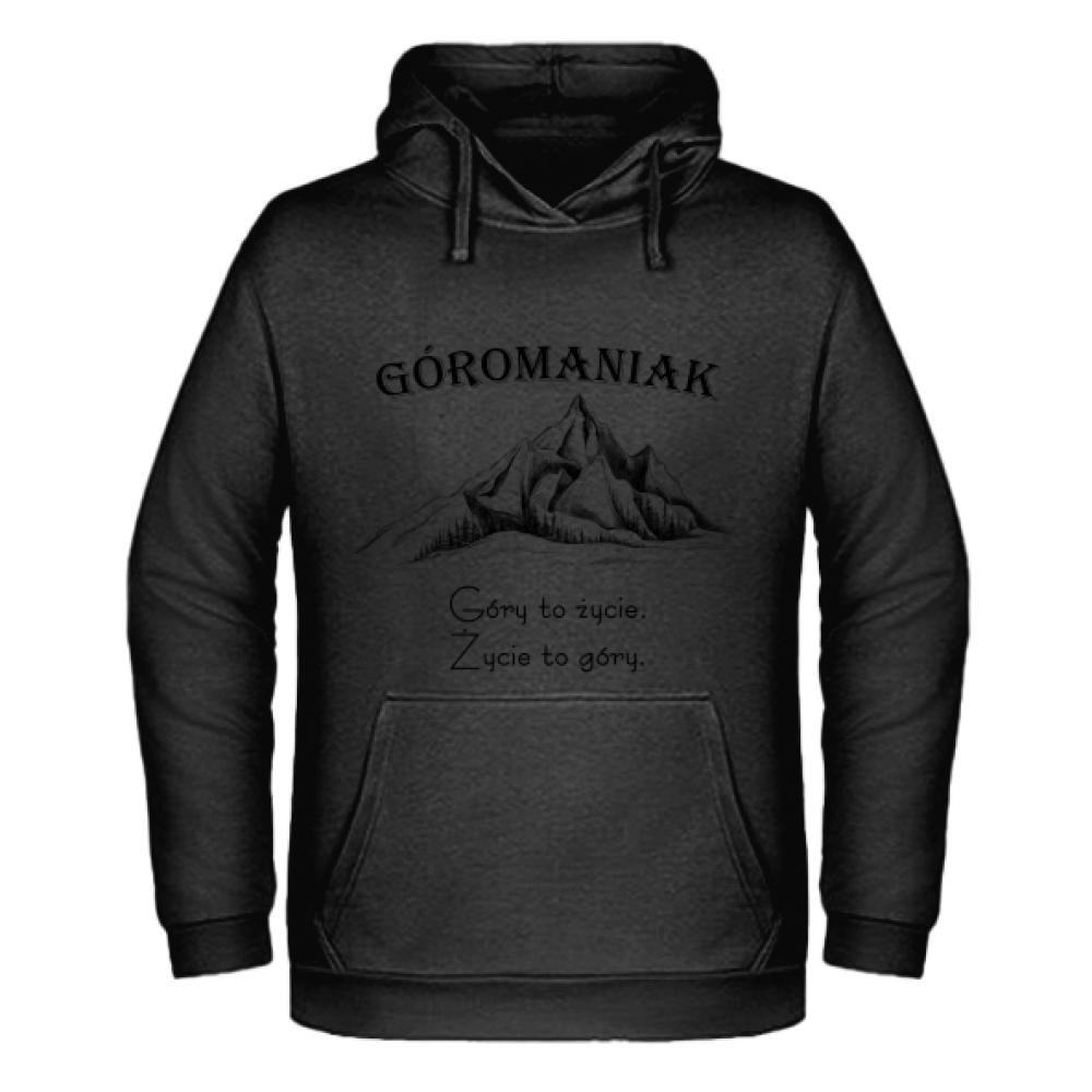 Góromaniak – Góry to życie, życie to góry bluza męska z kapturem kolor limonka