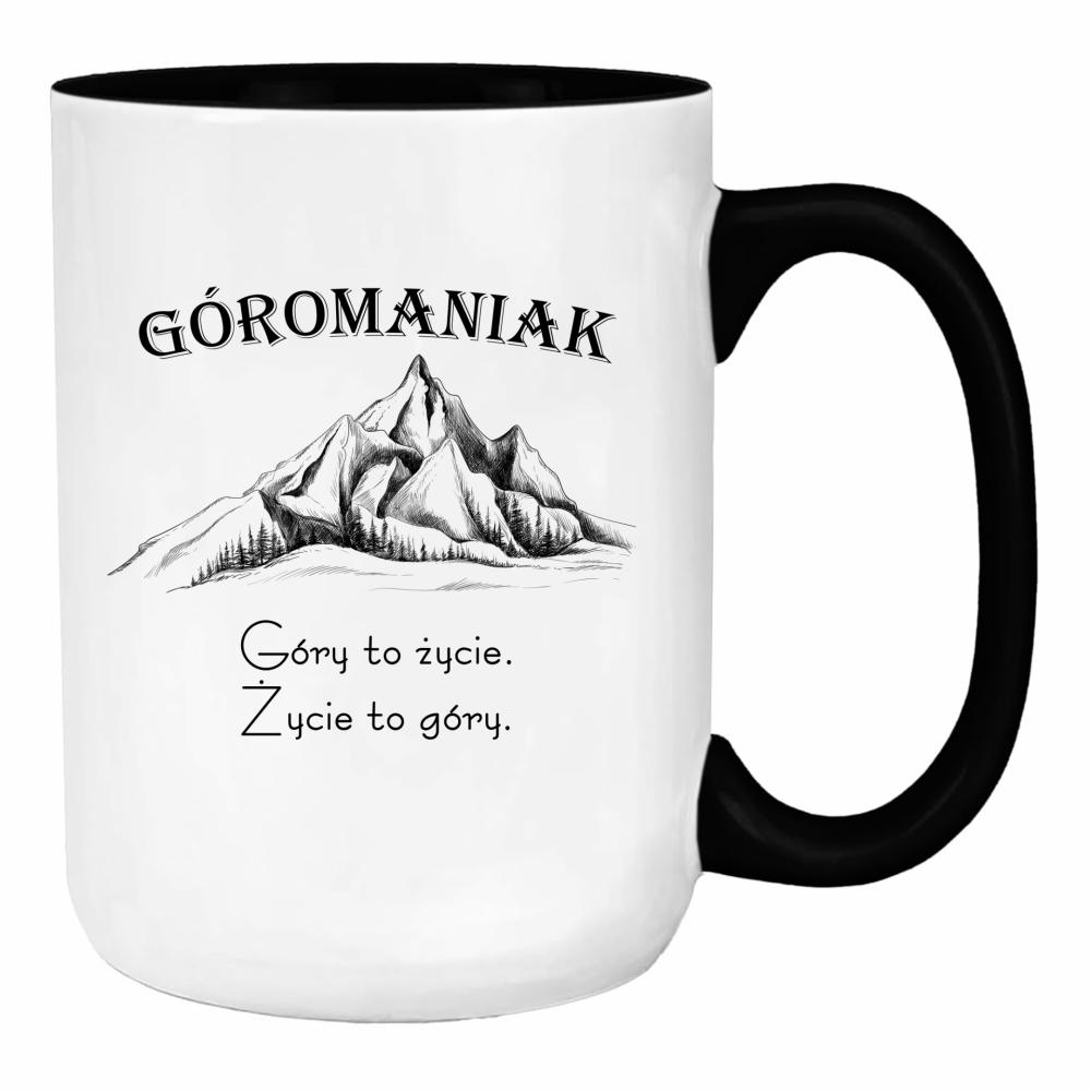 Góromaniak – Góry to życie, życie to góry duży kubek ucho kolor kolor czarnyy