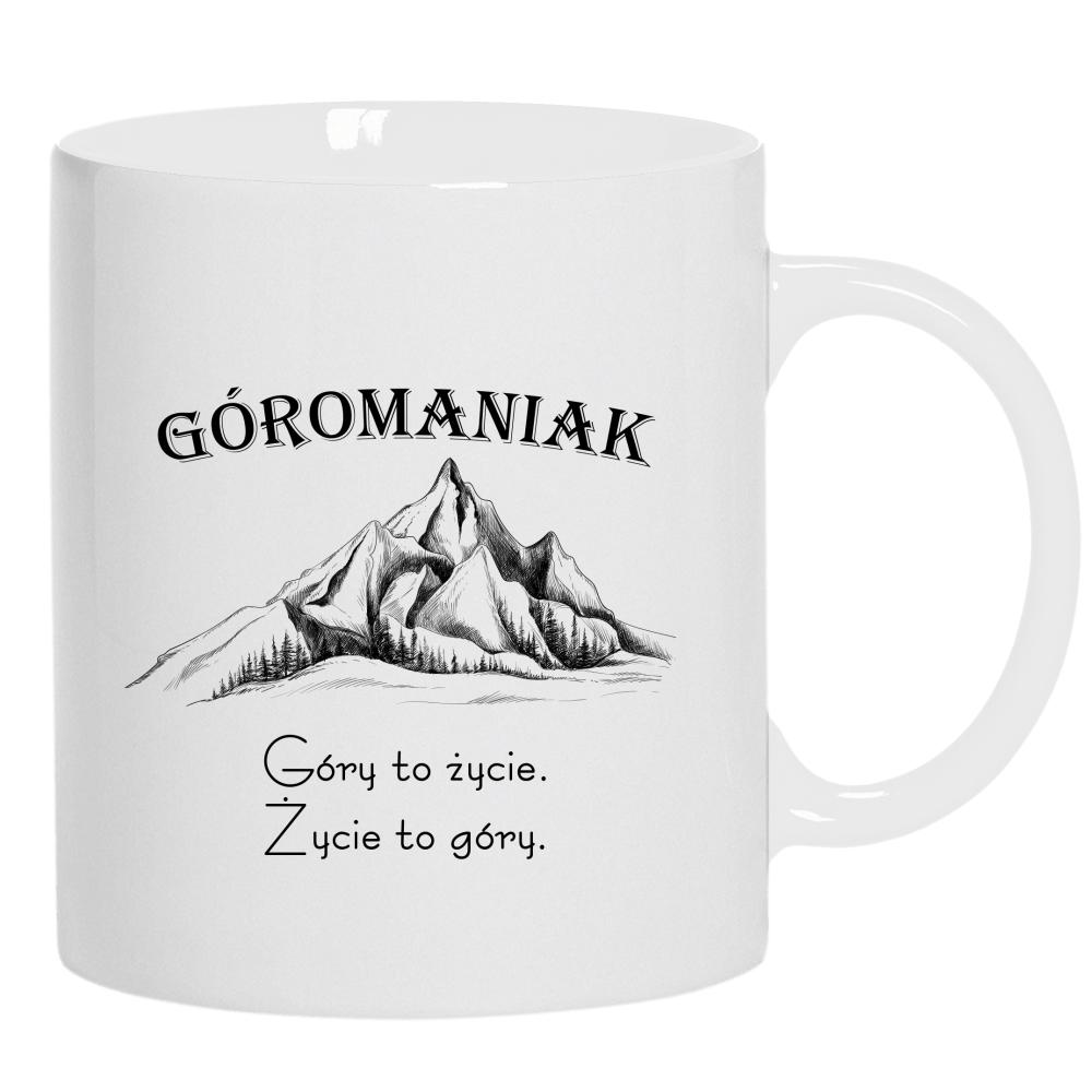 Góromaniak – Góry to życie, życie to góry kubek ucho kolor kolor biały
