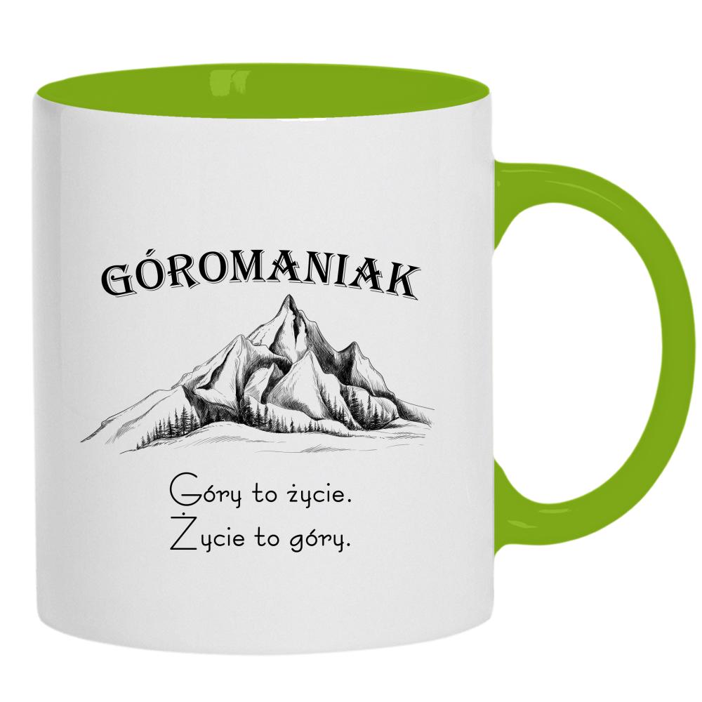 Góromaniak – Góry to życie, życie to góry kubek ucho kolor kolor zielony