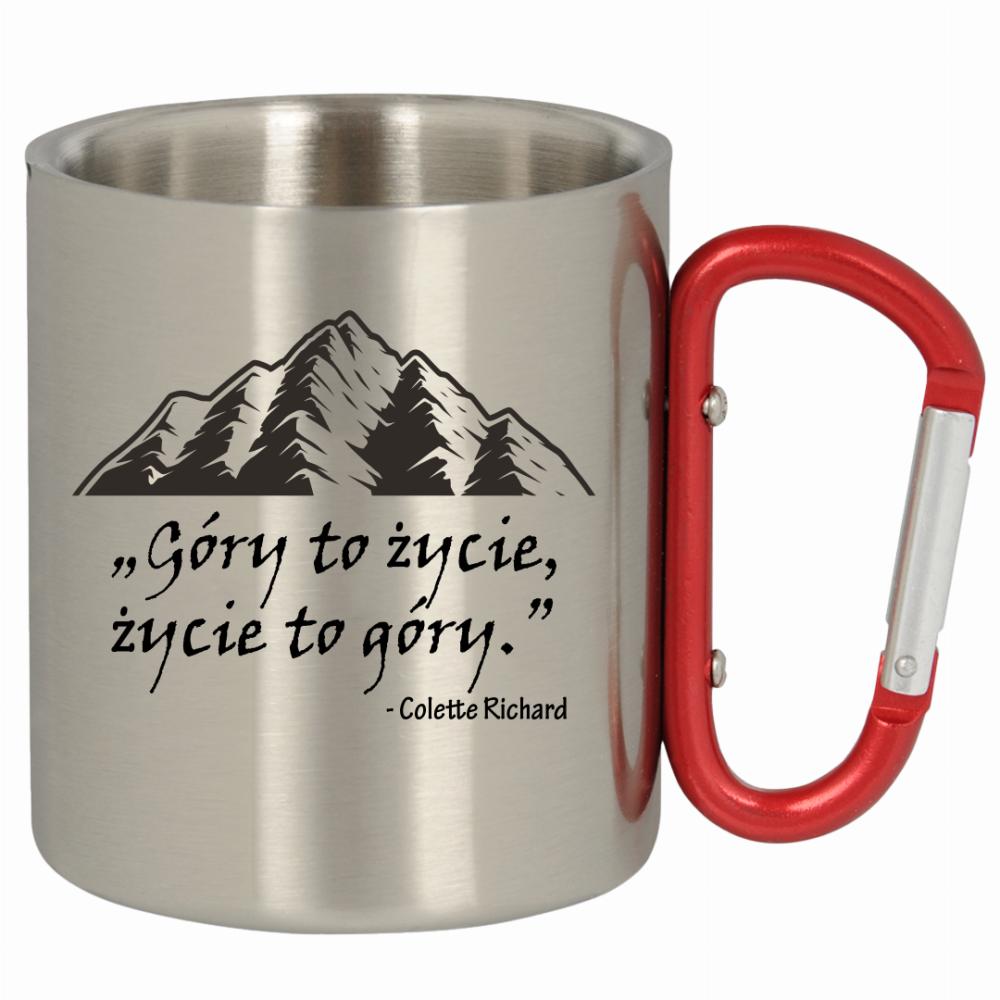 Góry to życie, życie to góry kubek z karabińczykiem