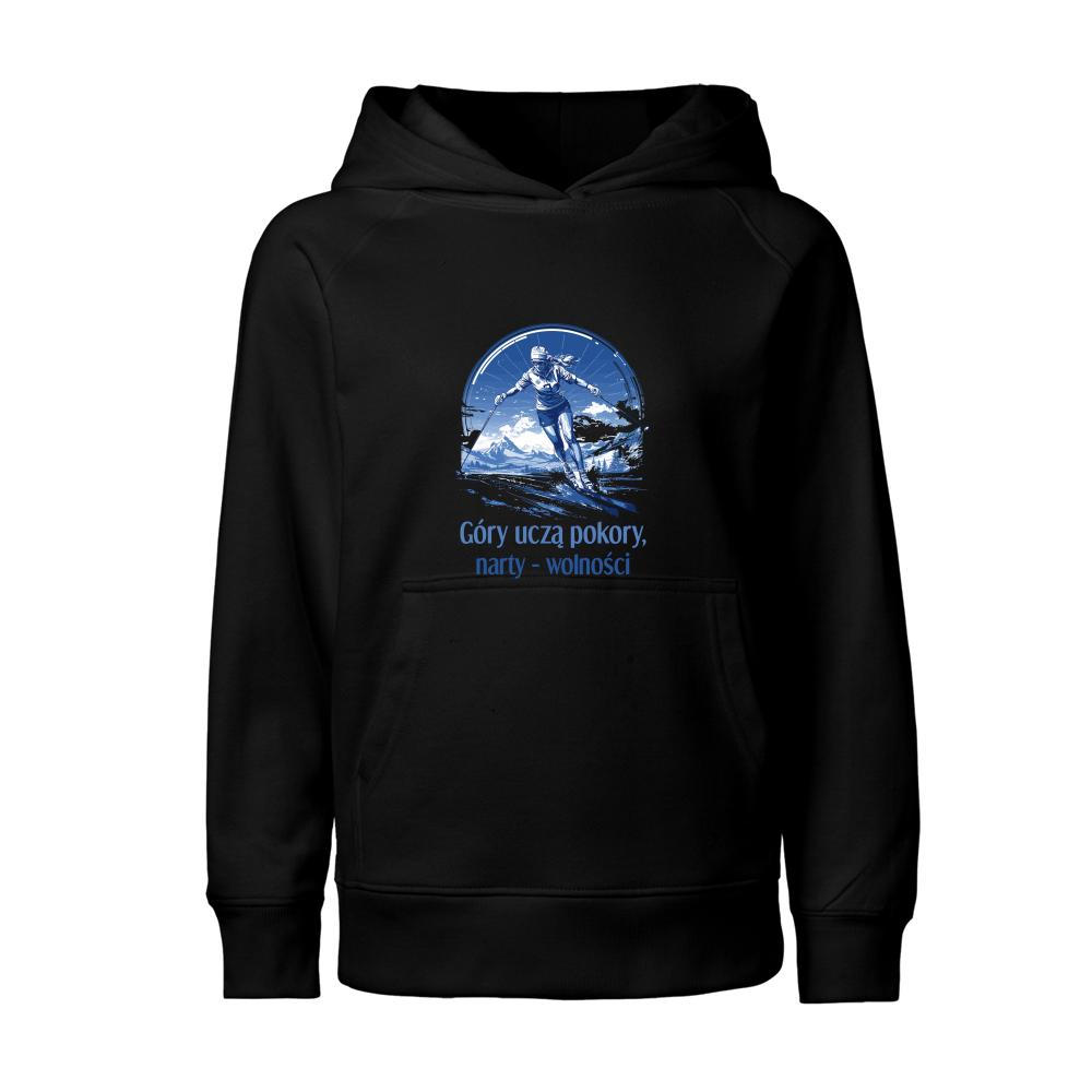 Góry uczą pokory, narty wolności bluza junior kolor turkus