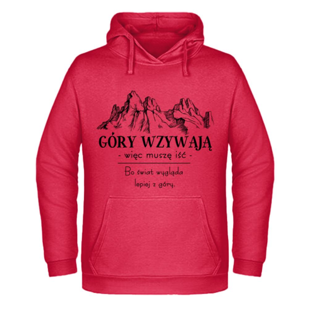 Góry wzywają – więc muszę iść bluza męska z kapturem kolor czerwony