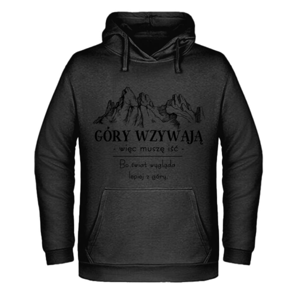Góry wzywają – więc muszę iść bluza męska z kapturem kolor navy