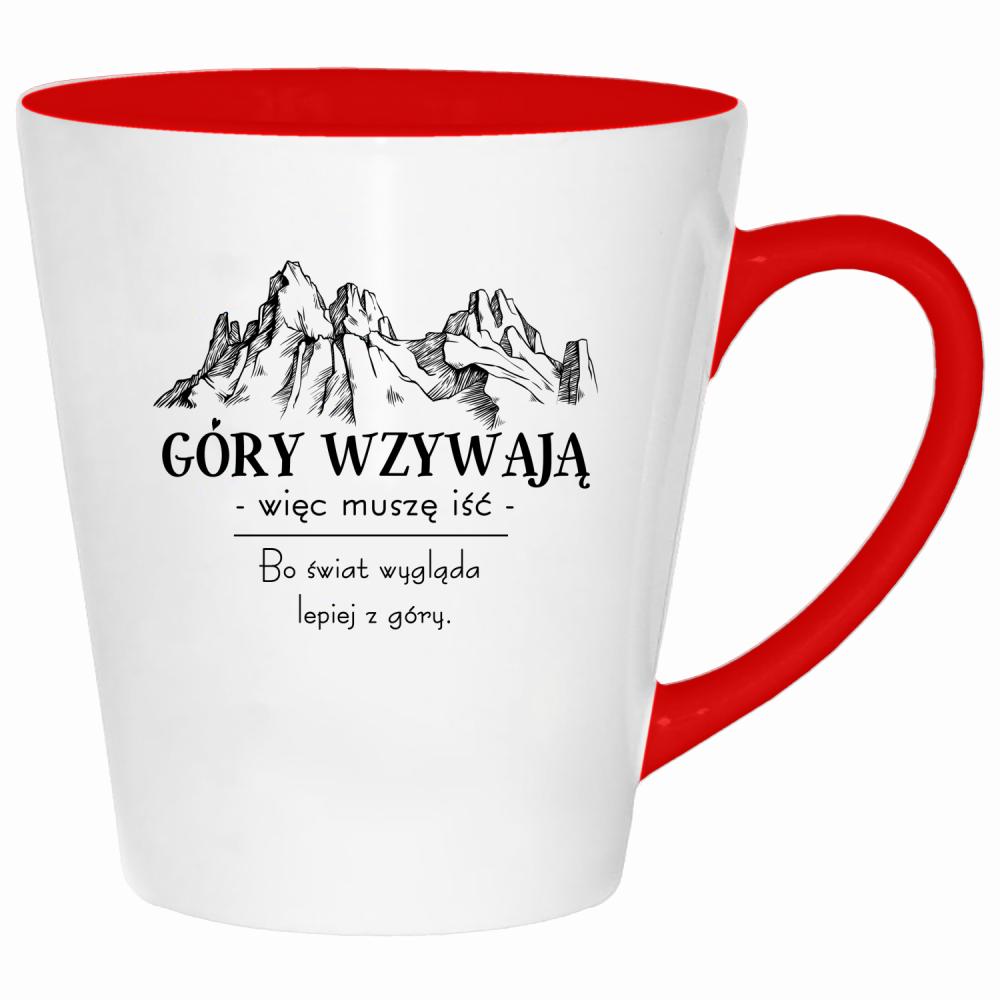 Góry wzywają – więc muszę iść kubek latte kolor czerwony latte