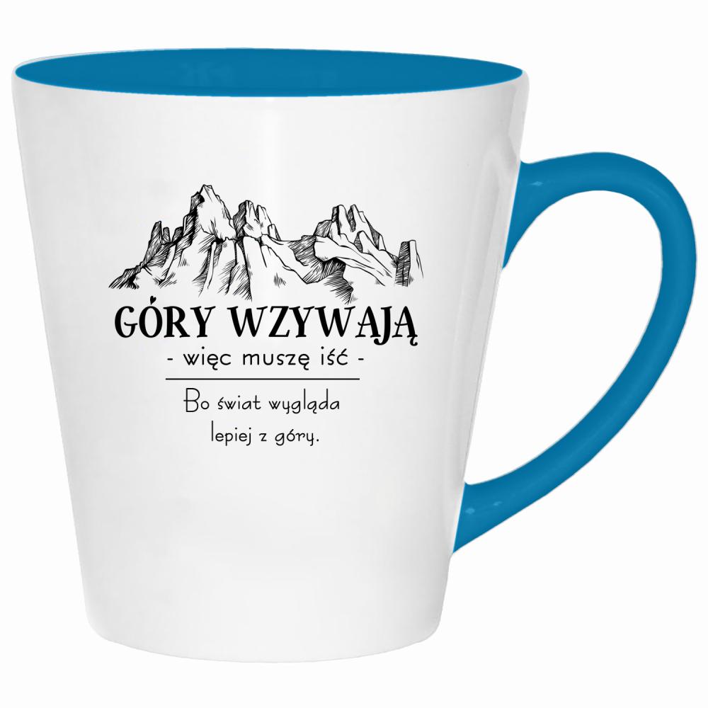Góry wzywają – więc muszę iść kubek latte kolor turkus